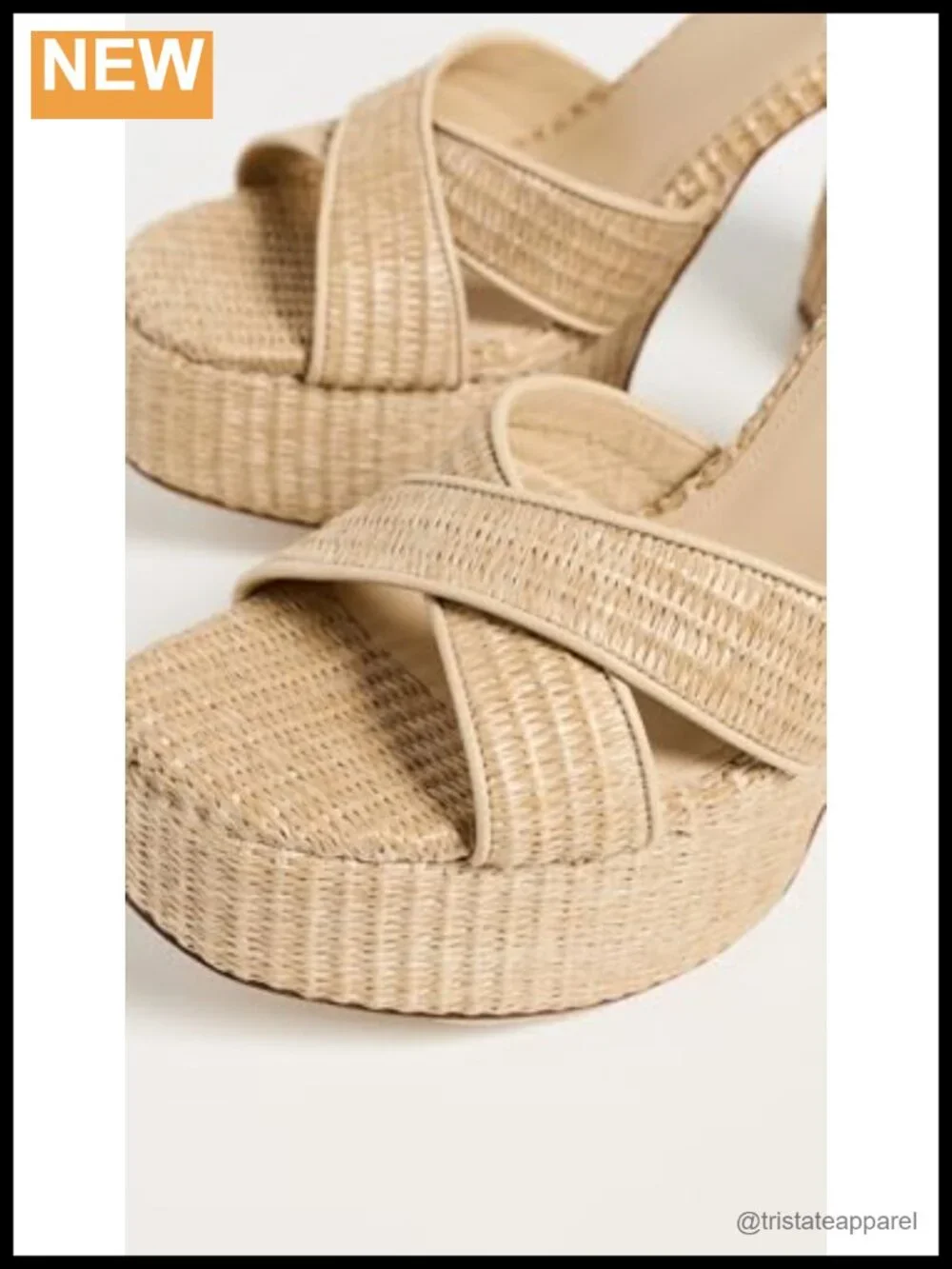 Platform Sandals with Leather Piping Chunky Heel Raffia Sole